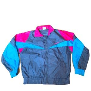 Vintage Adidas windbreaker pink gray full zip M/L Womens